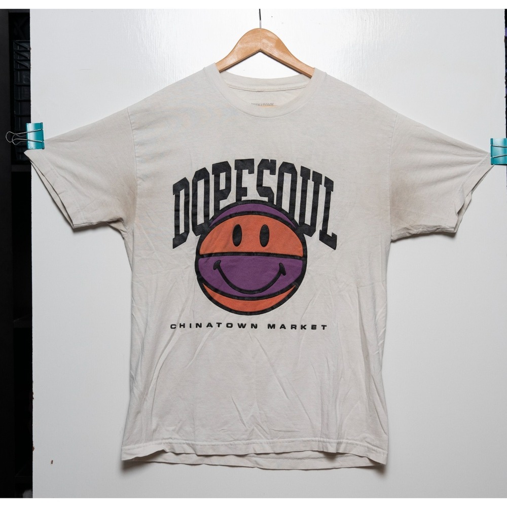 Chinatown Market Dopesoul Basketball T-Shirt White Men's Size L **THRASHED**